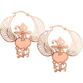 Wildcat Winged Heart Dagger Hoops<!--641412f383dab--> - Ruusukultainen metalli