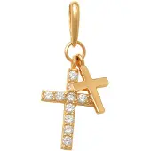 Lykken Crosses kultainen kaksoisristiriipus zirkonioilla 7.6 mm