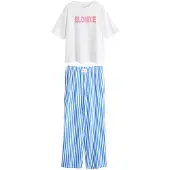 Next Pyjama sininen / vaalea pinkki / valkoinen