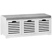 SoBuy Säilytyspenkki Leluillesäilytyspenkki Kenkäkaappi ?fsr23-w White Bench With 3 Baskets