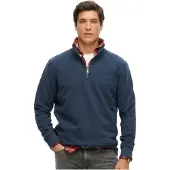 Superdry for man. M2013750A Sweatshirt with baker's collar and logo Essential Navy (XXL), Casual, Cotton
