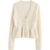 Lindex Cardigan With Peplum Design - Cream - 170
