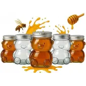 Hobby Hall 5x Lasipurkit "karhu" 300ml kannella hunajalle, hillolle
