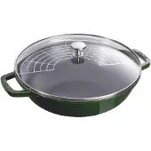 Staub Wok lasikannella 30 cm, vihreä