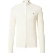 Gant Waffle Knit Zip Cardigan - Cream - XL