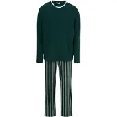 Dagi Pitkä pyjama tummanvihreä / valkoinen