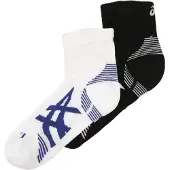 Asics 2 Pack Cushioned Run Quarter Sock Performance Black/Brilliant White - M