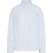 Calvin Klein Jeans Yarndye Cotton Poplin Cropped Sh - Blue - L