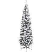 vidaXL Kapea tekojoulukuusi lumihuurteella vihreä 180 cm PVC