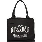 Ganni Large Easy Shopper Bag In Canvas - Black - ONE SIZE