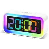 Mtp Products GS202-2 RGB LED-digitaalinen herätyskello yövalolla – valkoinen