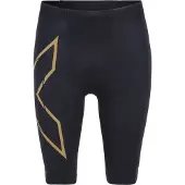 2XU Men's MCS Run Compression Shorts Black/Gold Reflective Urheilushortsit S