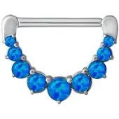 Wildcat Synthetic Opal Nipple Clicker - 1,6 mm, 12,0 mm, Metal argenté, Dunkelblau
