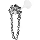 Wildcat Crystal Sunrise Push Fit Labret - 11,0 mm, Musta metalli