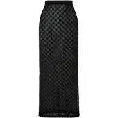 Malina Fannie Pointelle Knitted Maxi Skirt - Black - M