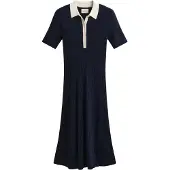 Gant Rib Knit Rugger Dress - Navy - M