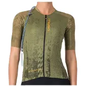 Castelli Unlimited Pro 2 W -lyhythihainen pyöräilypaita forest green/elmwood/vivid ora naiset