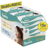 Pampers Chusteczki nawilzane Aqua Soft Touch 15x60 szt. [Plastic Free]