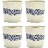 Serax Ottolenghi Feast kahvikuppi 25 cl 4-pakkaus White stripes-blue