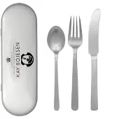 Kay bojesen Grand Prix -aterinsetti matkasetti 3 osaa Matte steel