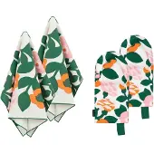 Marimekko Pieni green green tekstiilisetti, 4 osaa Vihreä-oranssi