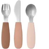 Scandi Living Dine silikoninen aterinsetti, 3 osaa Poskipuna