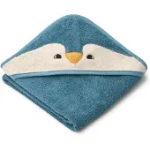Liewood Albert Penguin Hooded Towel - Blue - ONE SIZE