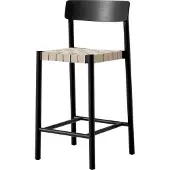 &tradition Betty TK12 Counter Chair baarituoli 65 cm Luonnonvärinen pellava-mustalakattu saarni