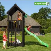 Jungle Gym Leikkitornikokonaisuus Club 2.1, Mustaksi Petsattu, Vihreä Liukumäen