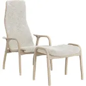 Swedese Lamino nojatuoli ja jalkarahi valkopigmentoitu tammi/lampaannahka Off white (valkoinen)