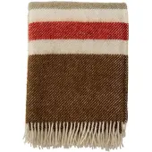 Klippan Yllefabrik Gotland Stripe villahuopa 130x200 cm Ruskeabeige-punainen