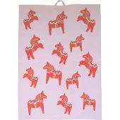 Pluto Design Dalahäst keittiöpyyhe 50x70 cm Vaaleanpunainen-punainen