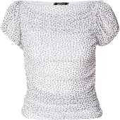 Gina Tricot Puff Sleeve Mesh Top - White - XS