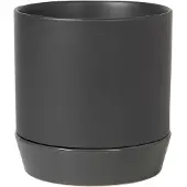 Broste Copenhagen Denise ruukku aluslautasella Ø 21 cm Charcoal grey