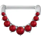 Wildcat Synthetic Opal Nipple Clicker - 1,6 mm, 12,0 mm, Metal argenté, Rot
