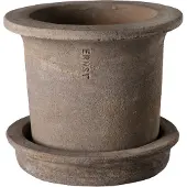 ERNST Pot W Saucer - Grey - 12X12X10CM