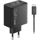 Lenovo Dual USB-C 65W GaN - Virtalähde, Musta