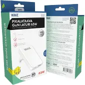 Wave Slim 65W Pikalataava GaN -verkkolaturi, 1x USB Type-C + 1x USB-A