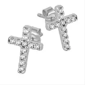 Lykken Crosses hopeiset risti tappikorvakorut 10.8 mm