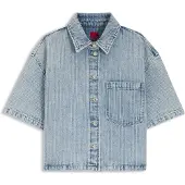 HUGO Pusero 'Gesila_1' sininen denim / valkoinen
