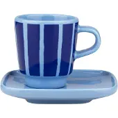 Marimekko Piccolo espressokuppi ja lautanen Light blue-blue, 5 cl