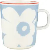 Marimekko Juhla Unikko muki 2,5 dl, valkoinen/vaaleansininen/oranssinpunainen