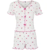Trendyol Pyjamashortsit keltainen / vihreä / tumma pinkki / valkoinen