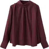 Mango Long-Sleeve Blouse With A Scarf Collar - Burgundy - L