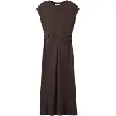 Mango Midi-Dress With Draped Detail - Brown - XS
