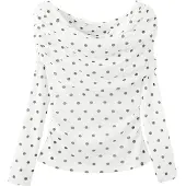 Mango Polka Dot Strapless Top - White - M