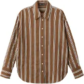 Mango Striped Straight Shirt - Brown - M