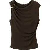 Mango Metal Detail Top - Brown - XS