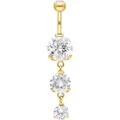 Wildcat Triple Jewelled Bananabell - banaanikoru - 10,0 mm, Kultainen metalli, Valkoinen