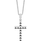 Lykken Crosses hopeinen iso ristikaulakoru pyramidikuvioitu 45 cm
